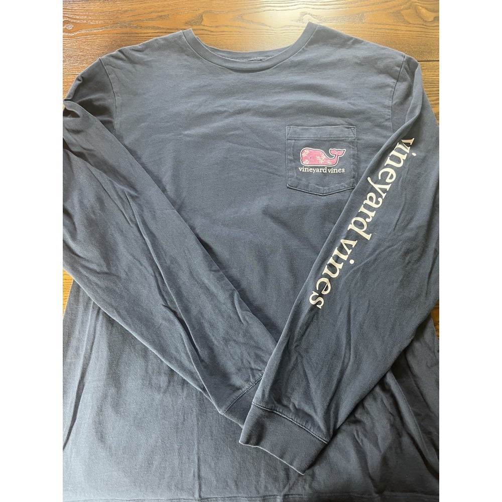 Vineyard Vines Mens Blue Long Sleeve Size L - Logo T-Shirt with Pocket